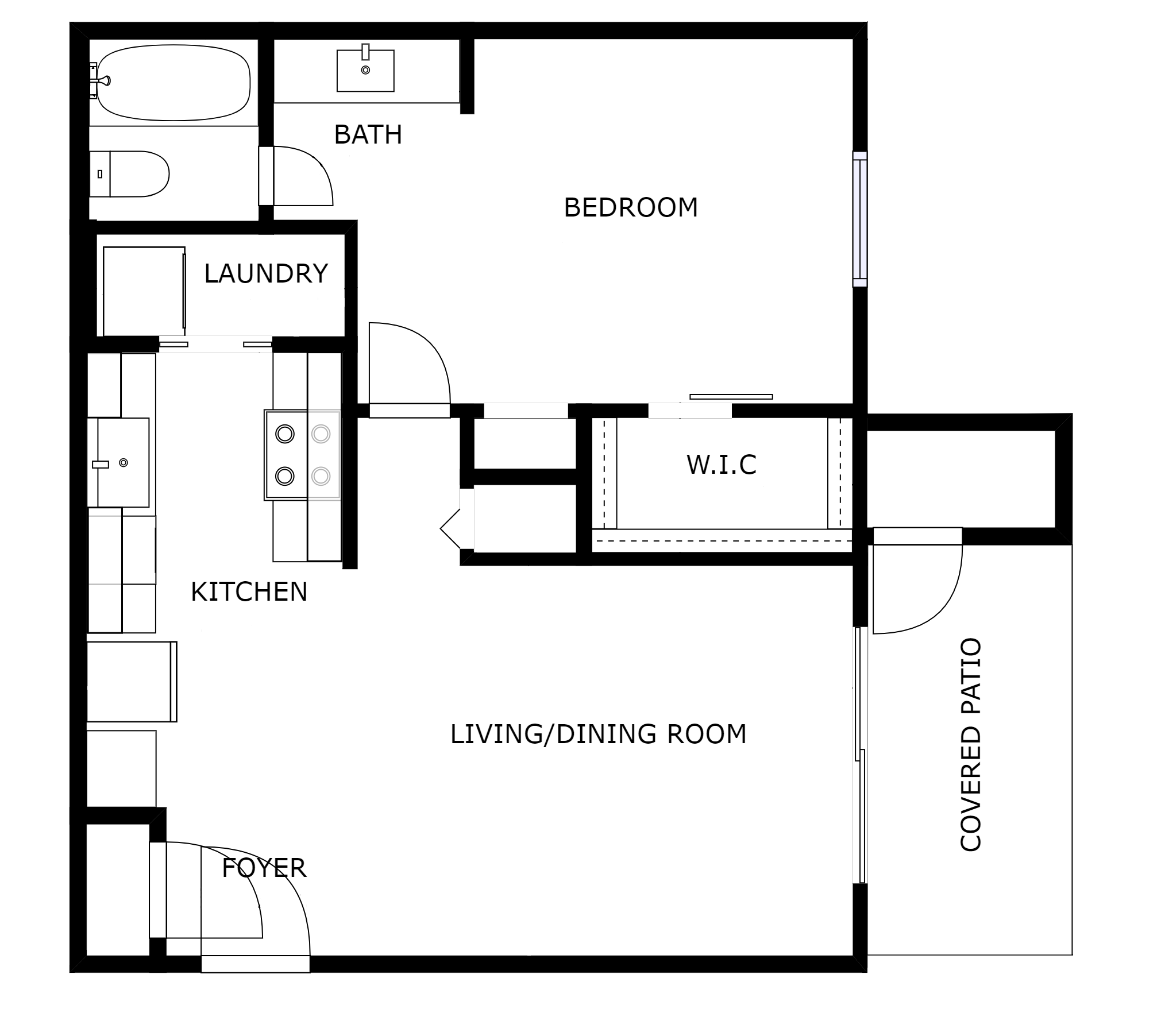 One bedroom floorplan